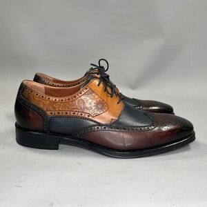 Leizilei Derby Men's Size 7 Leather Lace Up Wing‎ Tip Brogue Oxford Dress Shoes